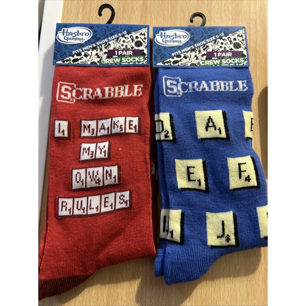 Scrabble Socks  2 PAIRS Size 6-12 Hasbro Gaming Fast Shipping!